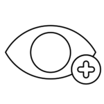 Eye symbol with a plus sign in a small circle overlapping the lower-right, indicating 'increase visibility' or 'zoom in' action.